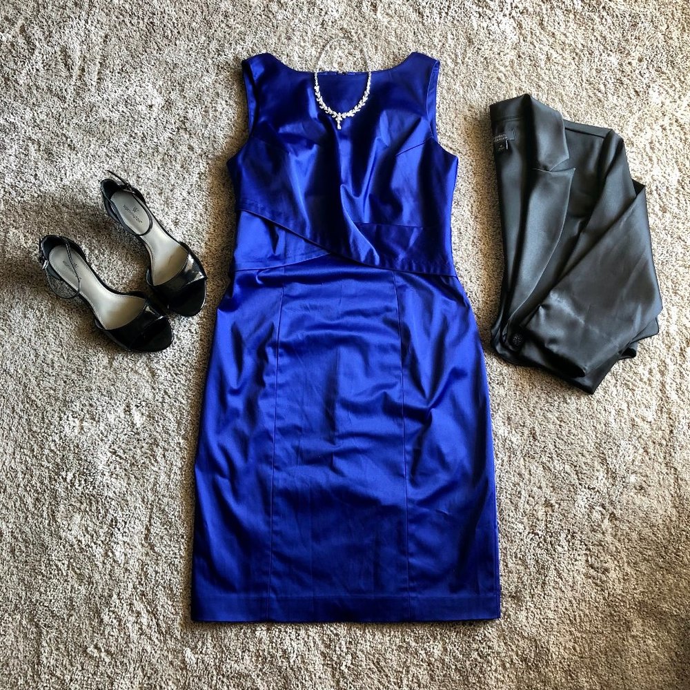 Talbots satin dress size 8 blue NWT